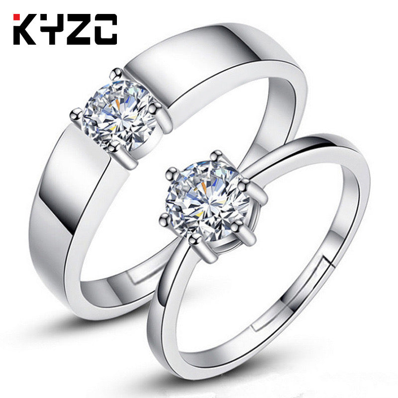 Elegant Couple Diamond Rings – Silver Plated Matching Engagement Bands