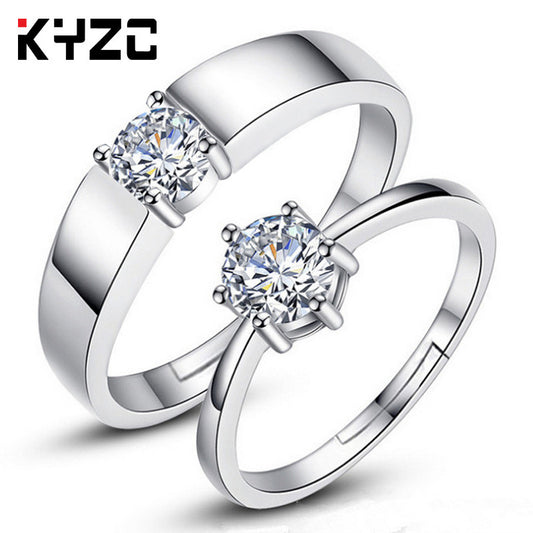 Elegant Couple Diamond Rings – Silver Plated Matching Engagement Bands
